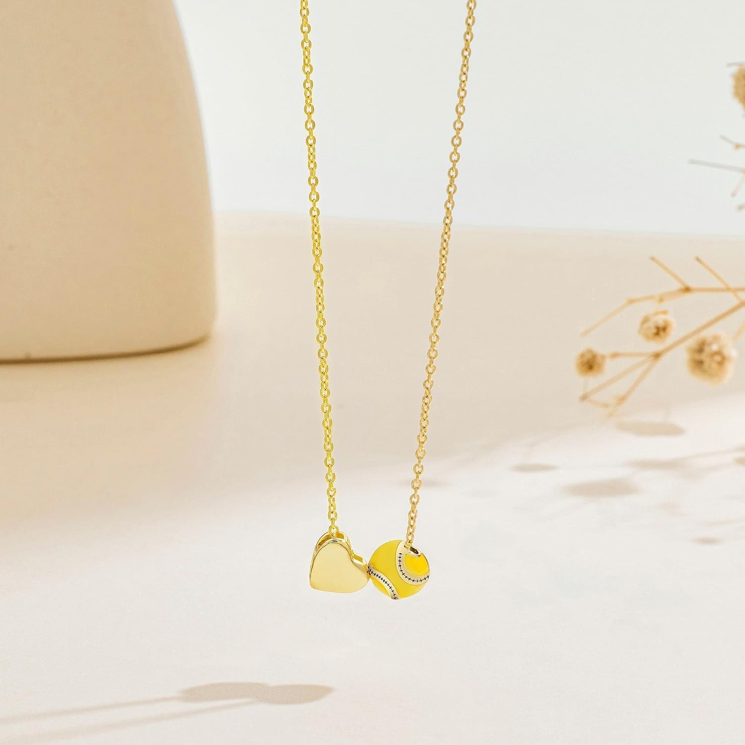 Softball Heart Necklace Customized Women’s Sports Gift for Soccer Volleyball