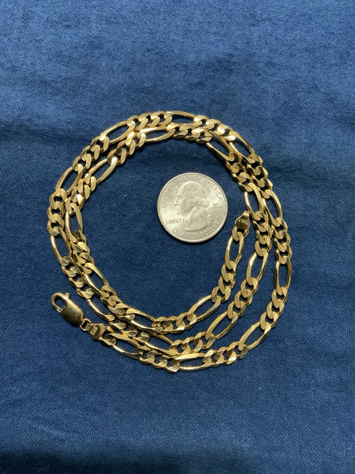 14K Solid yellowGold, Figaro Link Chain 22” Inches 5.7mm And 27.2 Grams