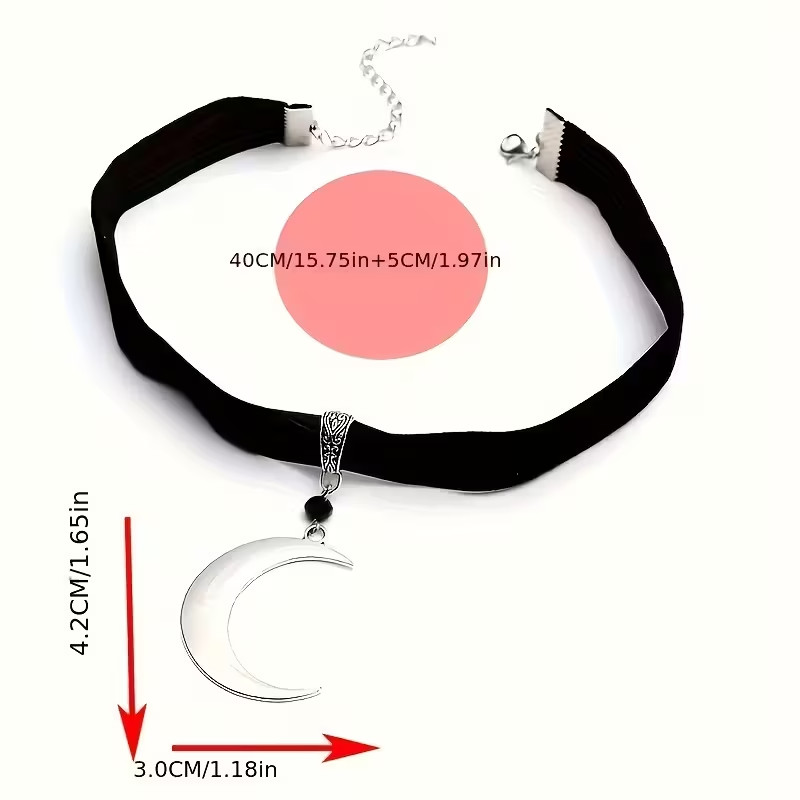 Silver Half Moon Pendant and Choker Necklace! FREE SHIPPING IN USA!