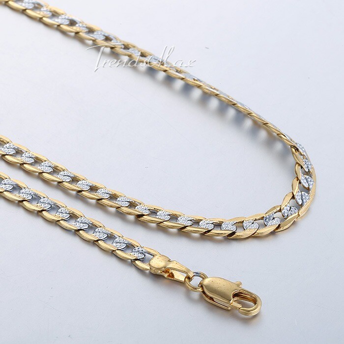4mm 20″ Gold Filled Diamond-Cut Curb Cuban Chain Necklace Choker Men Women Gift