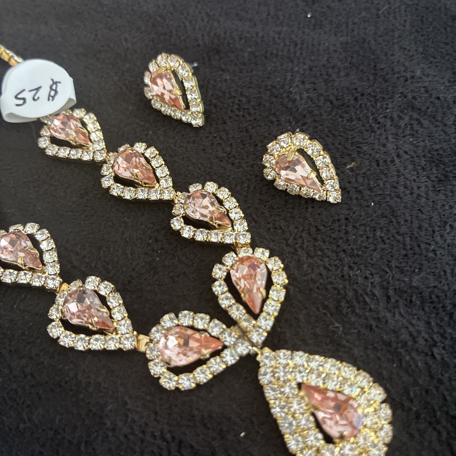 Necklace Set With Pendants Pink And Gold Tone 18 Inch