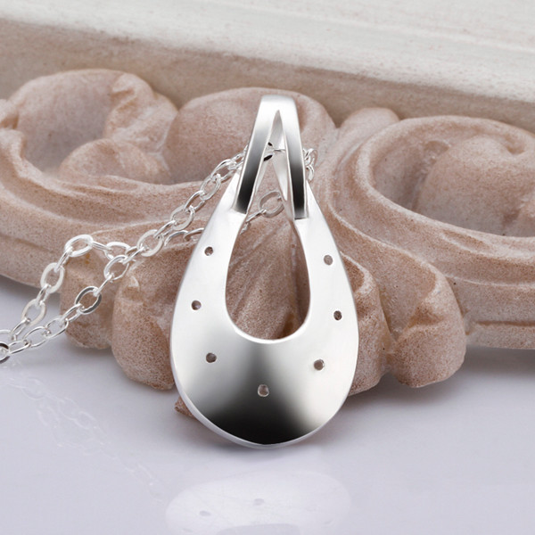 Elegant 925 Sterling Silver Filled Water Drop CZ Pendant Woman Necklace N-A596
