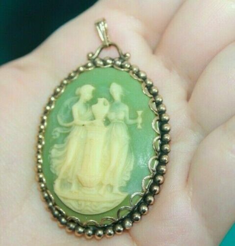 Handcrafted Gothic Victorian Vintage Cameo Necklace Pendant or Brooch Jewelry