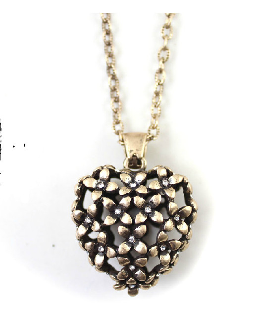Antique style elegant filigree heart woman necklace N-A272