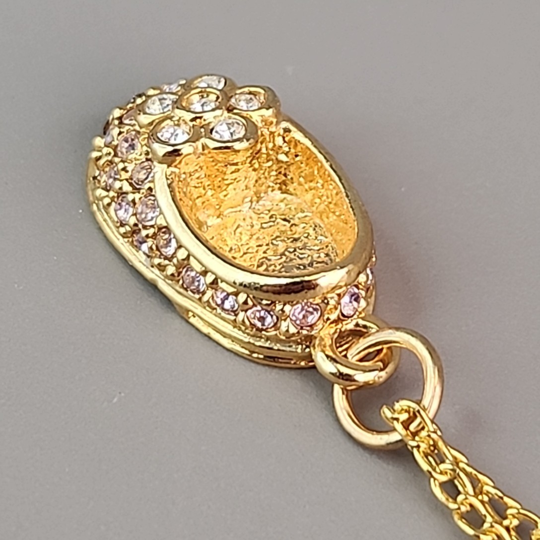 Firenza Baby Shoe Charm Necklace May Birthstone Clear Rhinestones Gold Tone 17mm