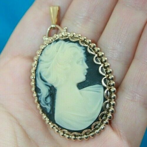 Handcrafted Gothic Victorian Vintage Cameo Necklace Pendant or Brooch Jewelry