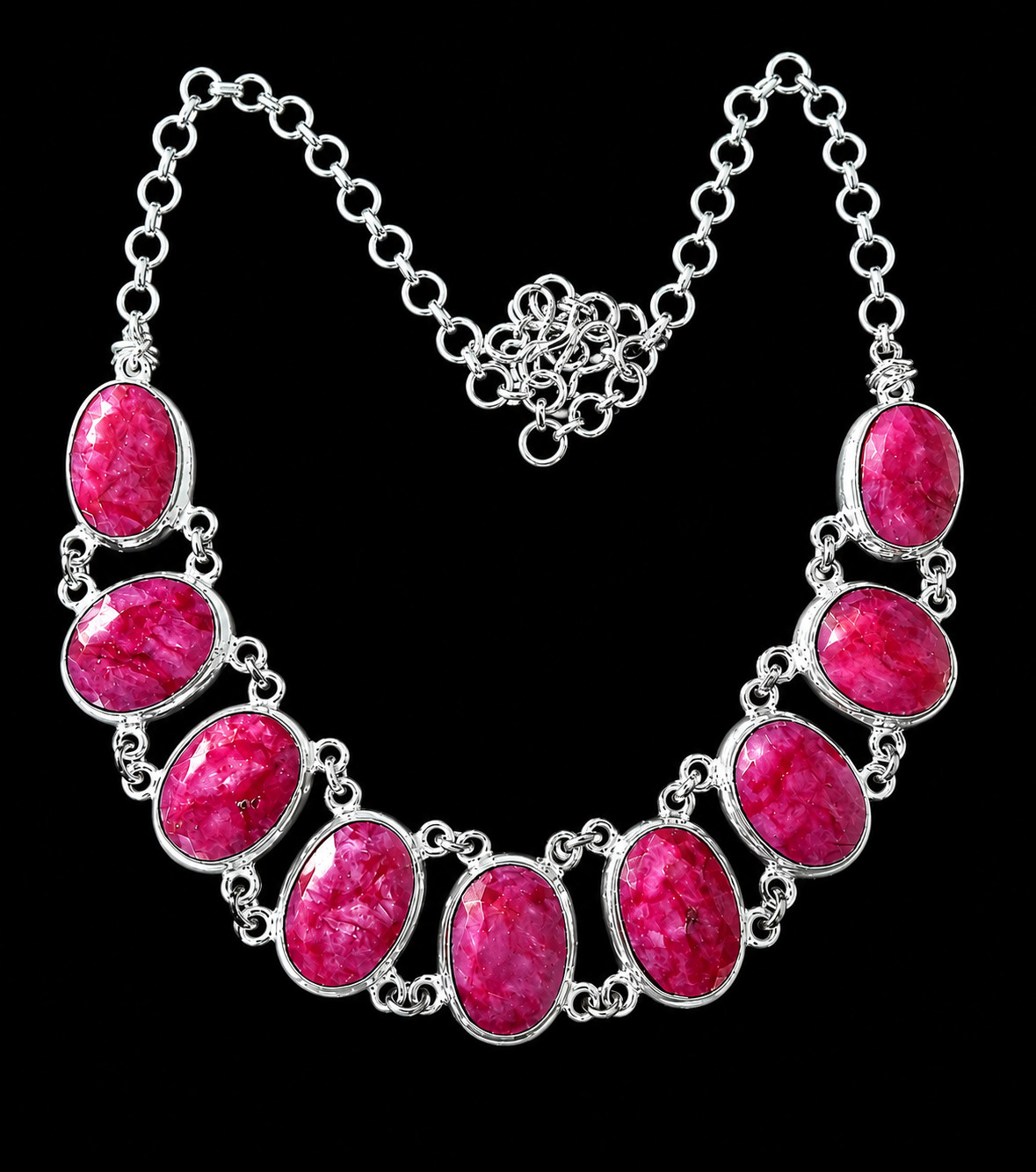 Handmade Ruby Necklace 925 Sterling Silver Antique Vintage Style