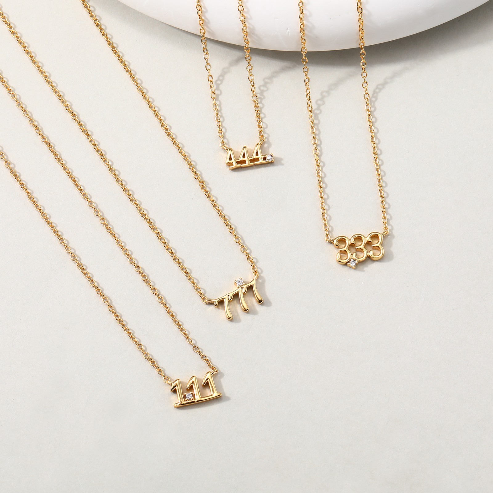 Gold Zircon Necklaces Number Design Collarbone Necklace Clavicle Chain
