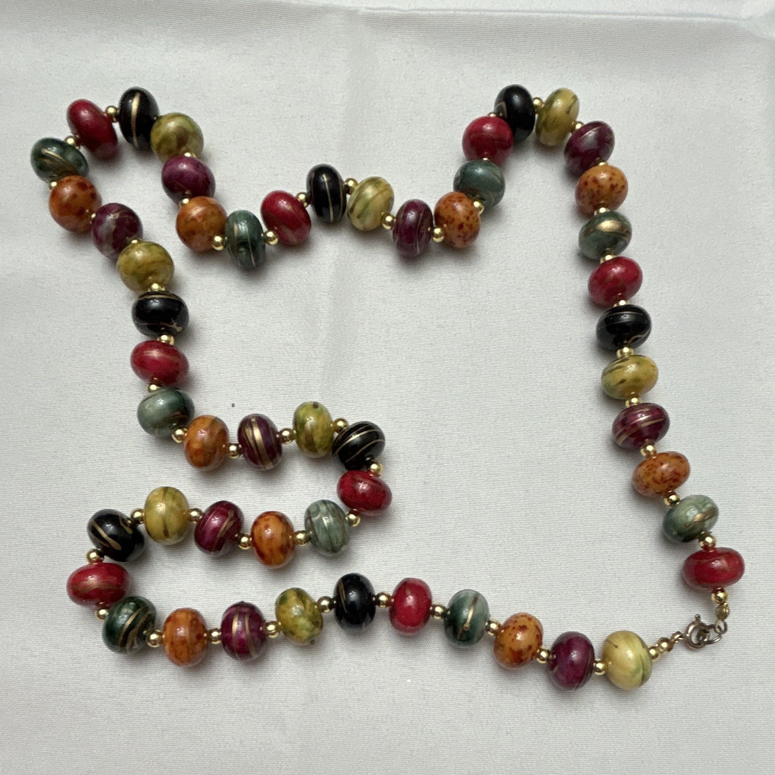 Multicolor Round Assorted Gemstone Beaded Necklace Strand, Spring Ring Clasp