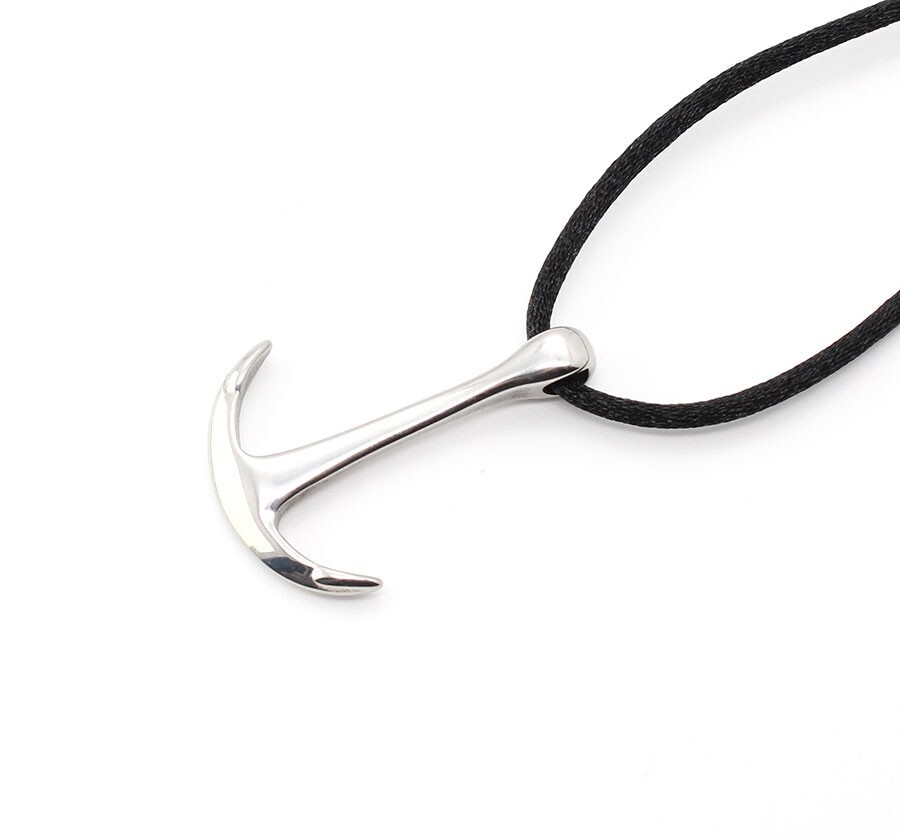 Stainless Steel Anchor Pendant Necklace with Satin Silk Cord 16″ to 30″