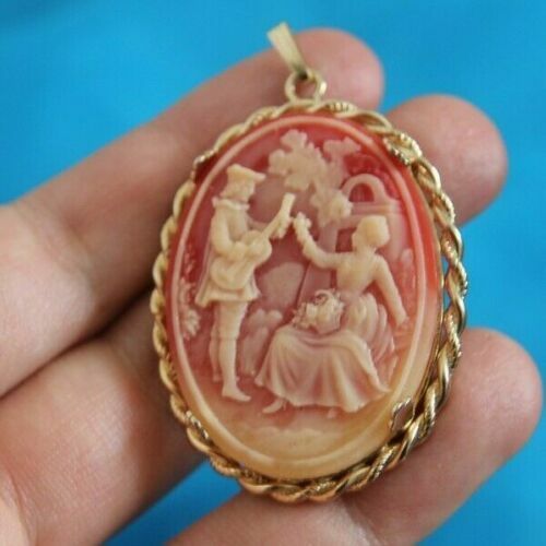 Handcrafted Gothic Victorian Vintage Cameo Necklace Pendant or Brooch Jewelry