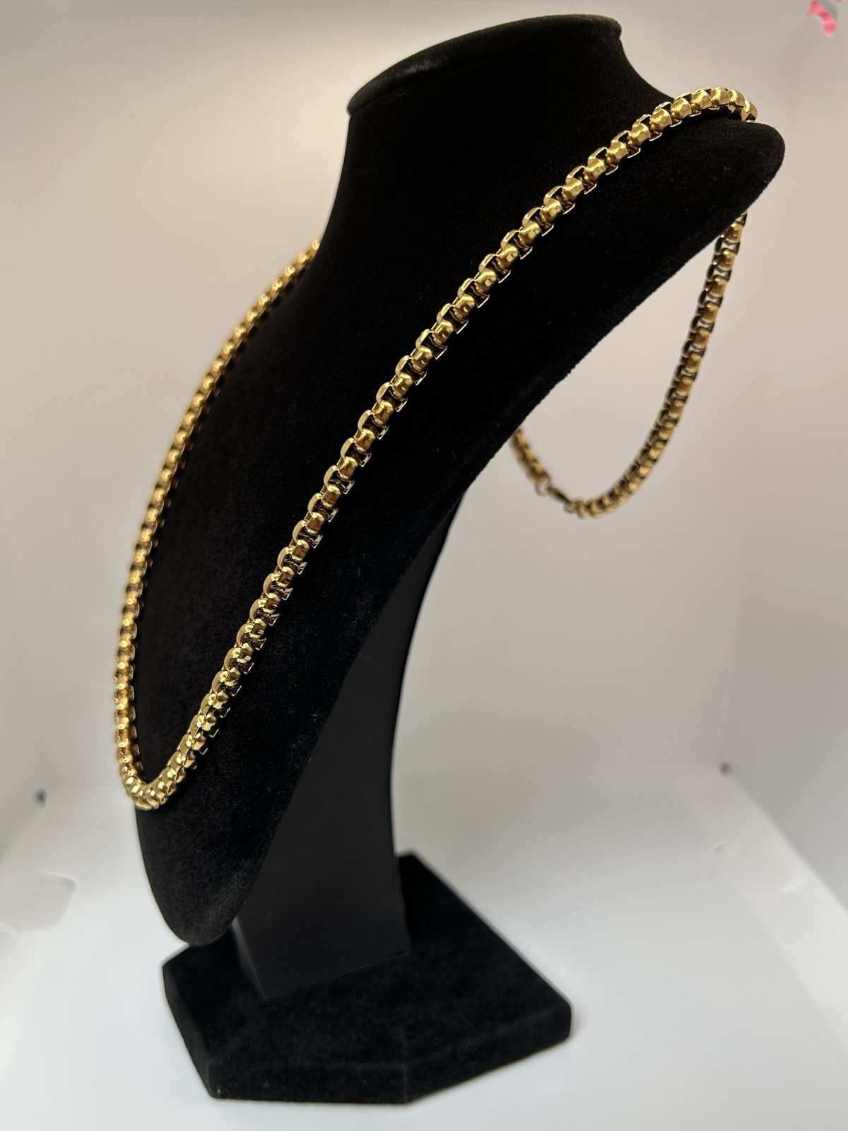 Premium 18K Layered 60cm (24’) Long Venetian Box Chain Necklace 4mm Wide Links