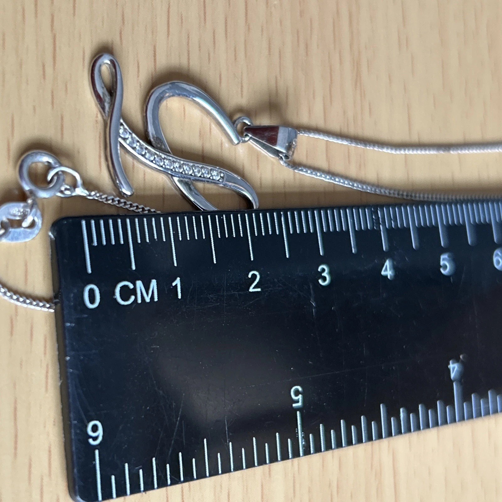 925 Silver Initial “L” pendant with Cubic Zirconias & 46cm Chain