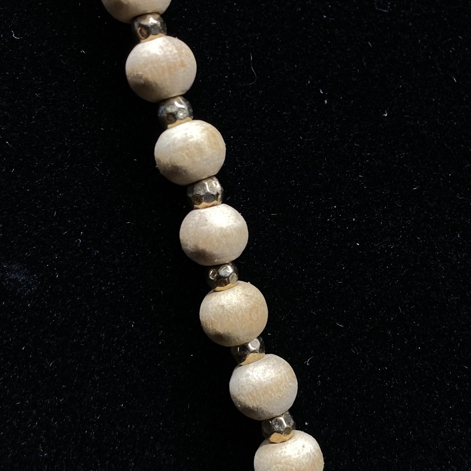 Wood bead Tassel Necklace Womens Beige Brown Boho Beaded Tassel Unique