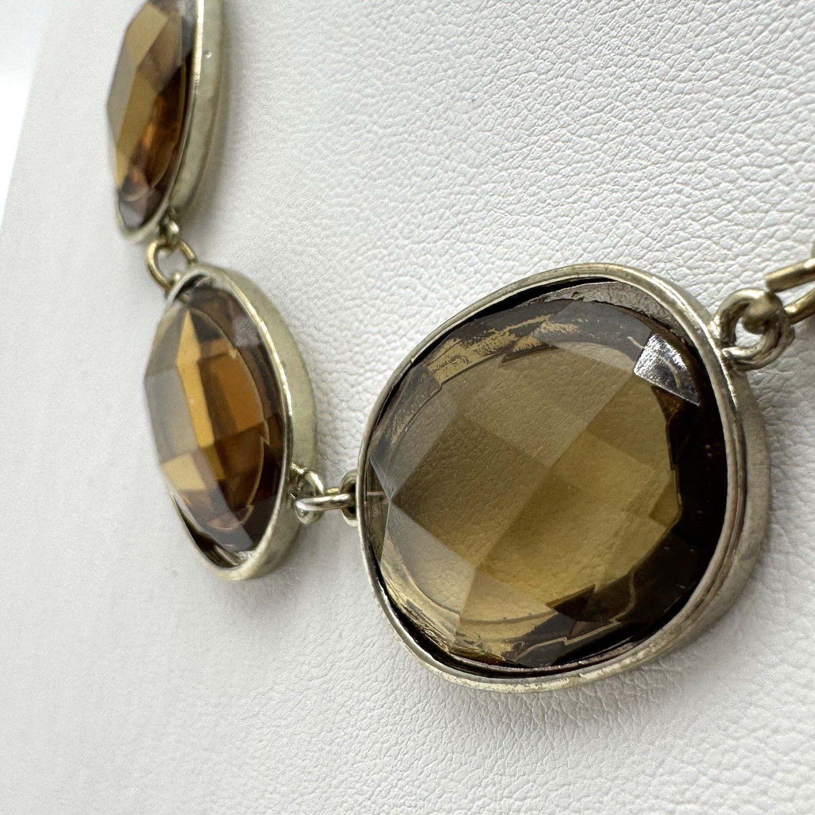 Banana Republic Statement Necklace Large Acrylic Faceted Amber Color Beads 23.5″
