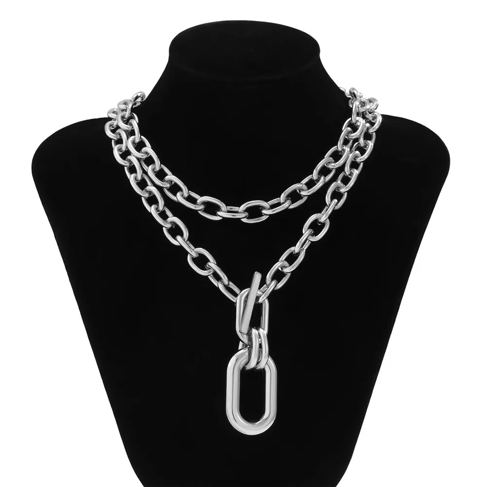 Women’s Jewelry Exaggerated Chunky Mult-Layer Chain Choker Necklace 88-O