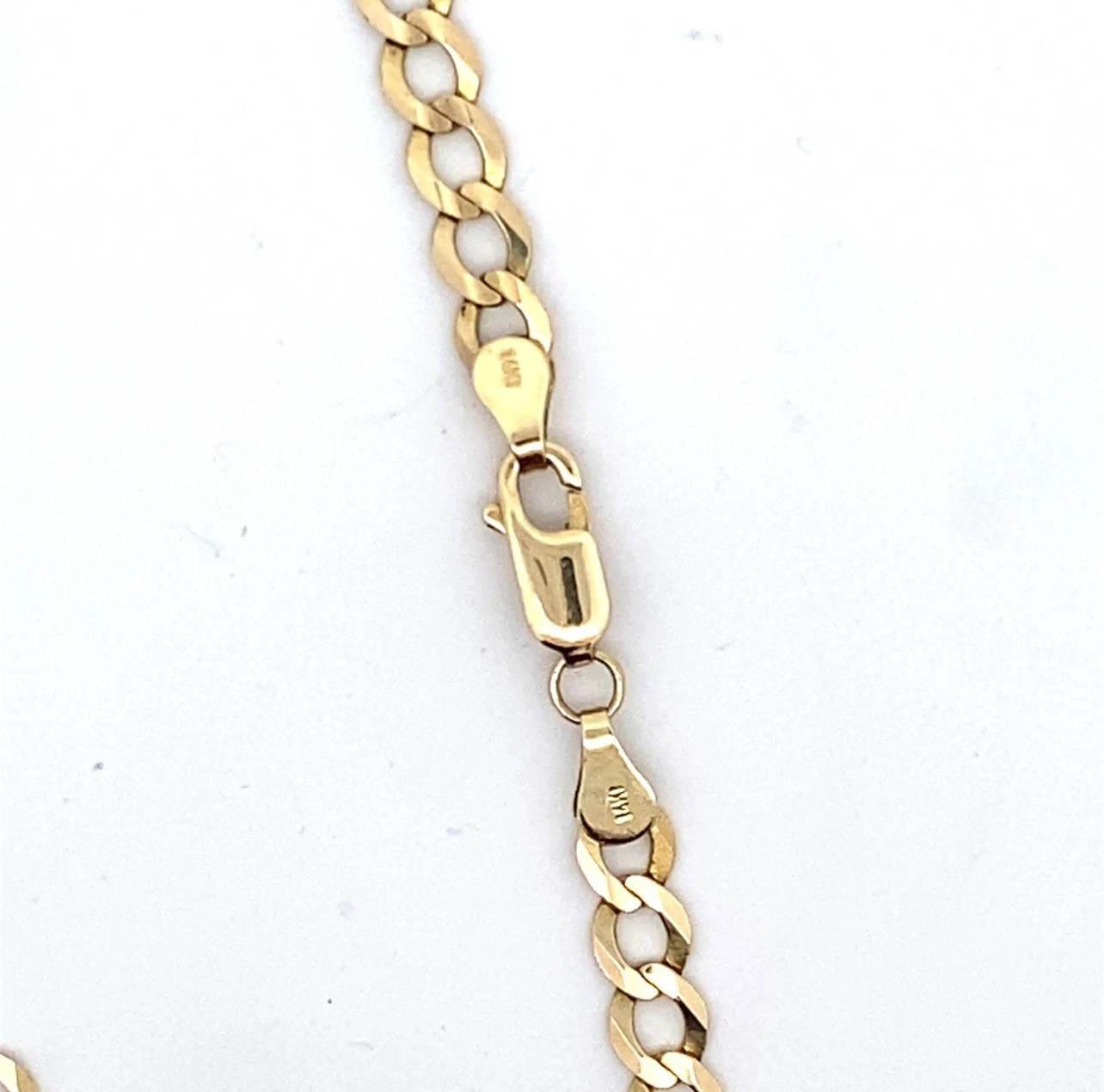 Solid 14K Yellow Gold 7mm Flat Curb Cuban Link Necklace Chain 24″ 15.09G Solid