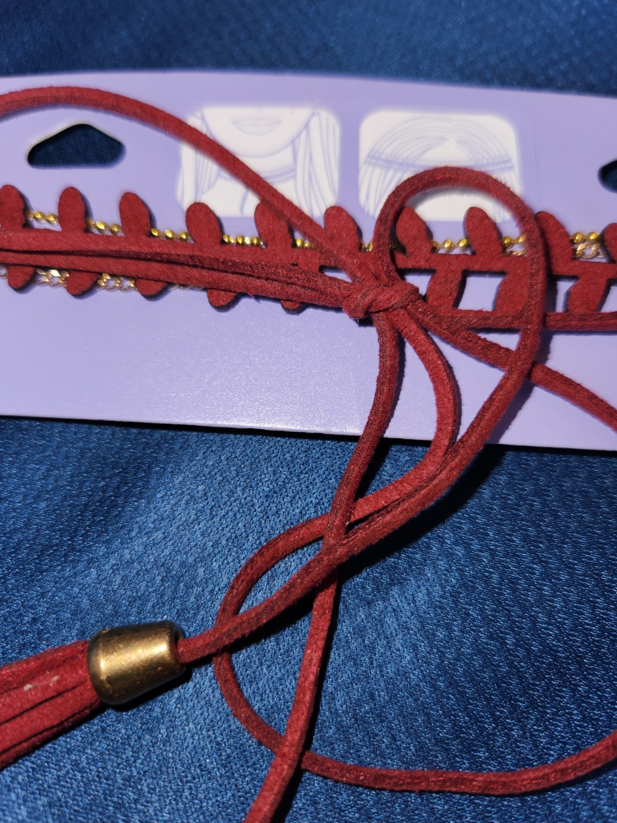 Claires Adjustable 2 Layer Faux Leather Dark Red Chokers Also Can Be Headband.