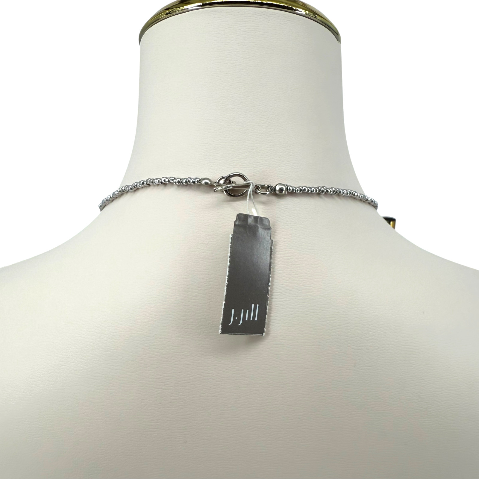 J Jill Tassel Necklace Silver Tone Beaded Blue Pendant Boho Long 32″ Coastal NWT