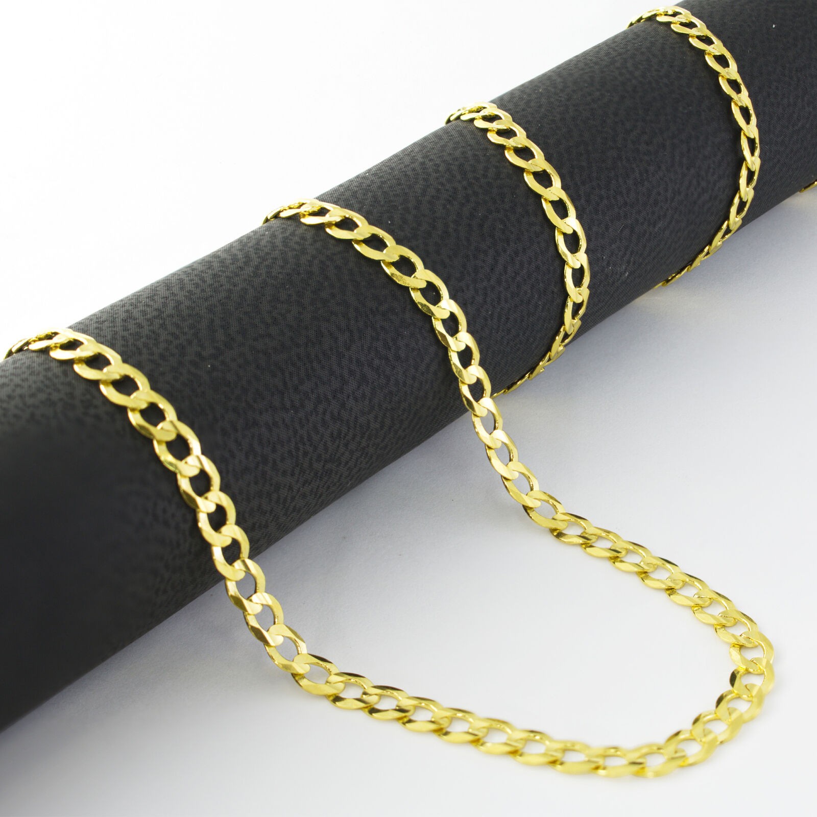 18K Yellow Gold Filled TarnishResist 3mm Wide Flat Curb Link Chain Necklace X70G