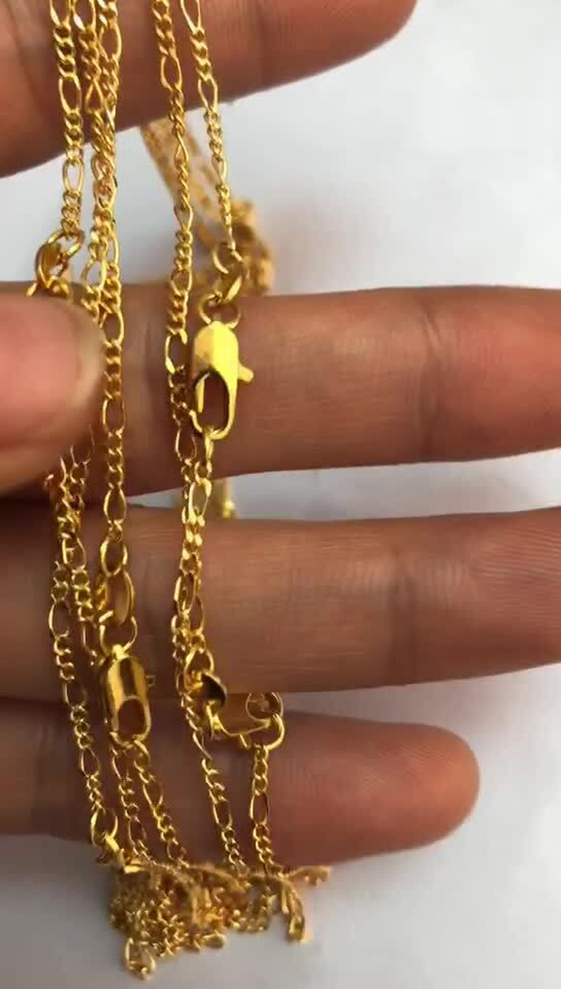 1X Wholesale 16-30″ Jewelry 18K Gold Filled Figaro Chains Necklaces for Pendants