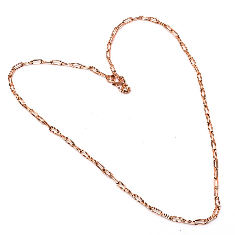 Pure Solid Copper Paper Link Chain Women And Men Chain Copper Necklace SR 01