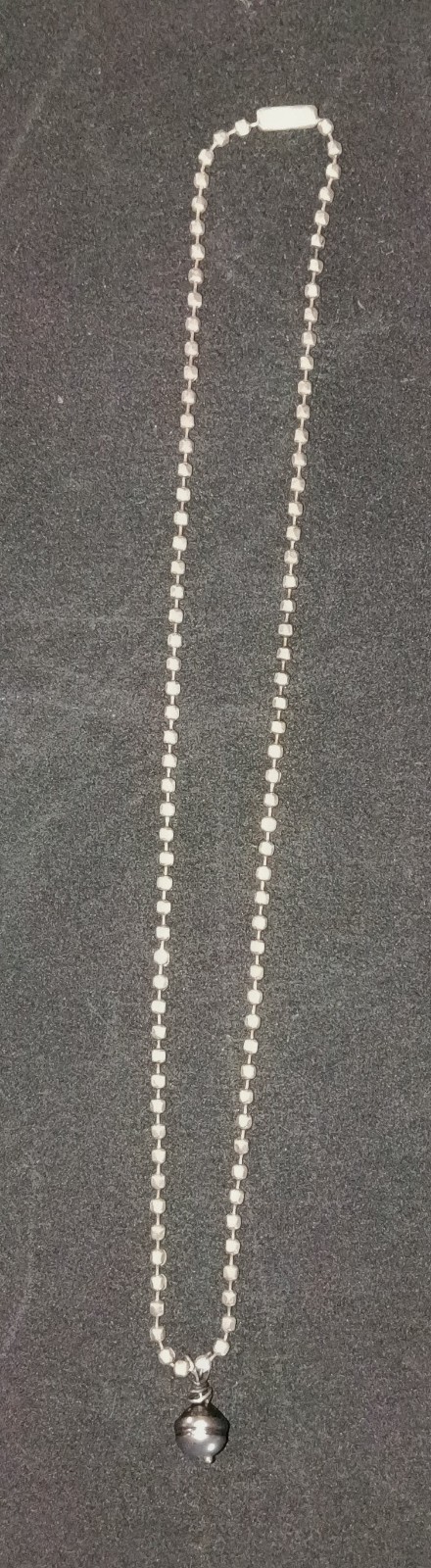 Sterling Silver 925 Nickel-Free Bead Ball Chain Necklace Tahition Black Pearl