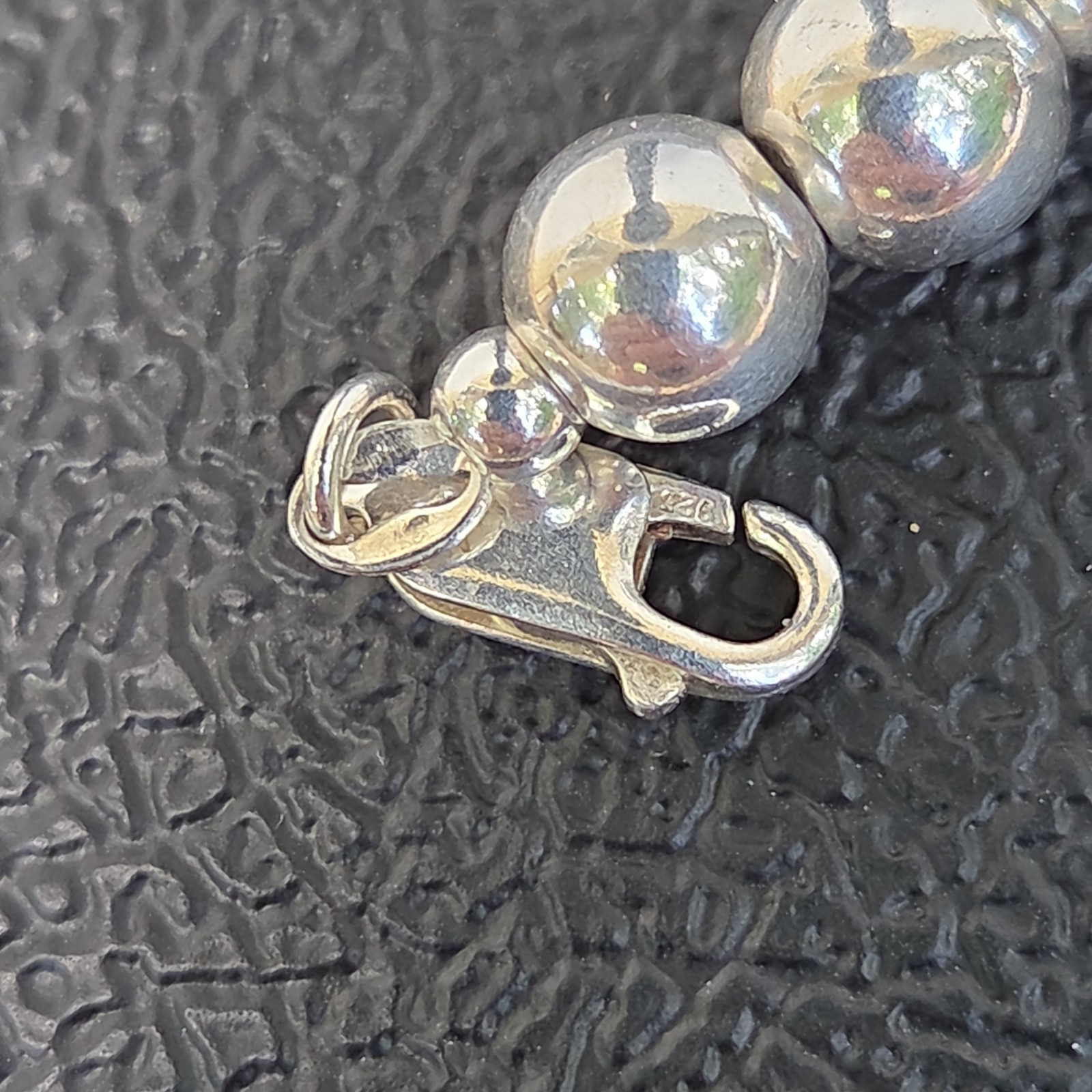 Vintage Sterling Silver Italian Bead Necklace 18 in -Lobster Clasp Excellent