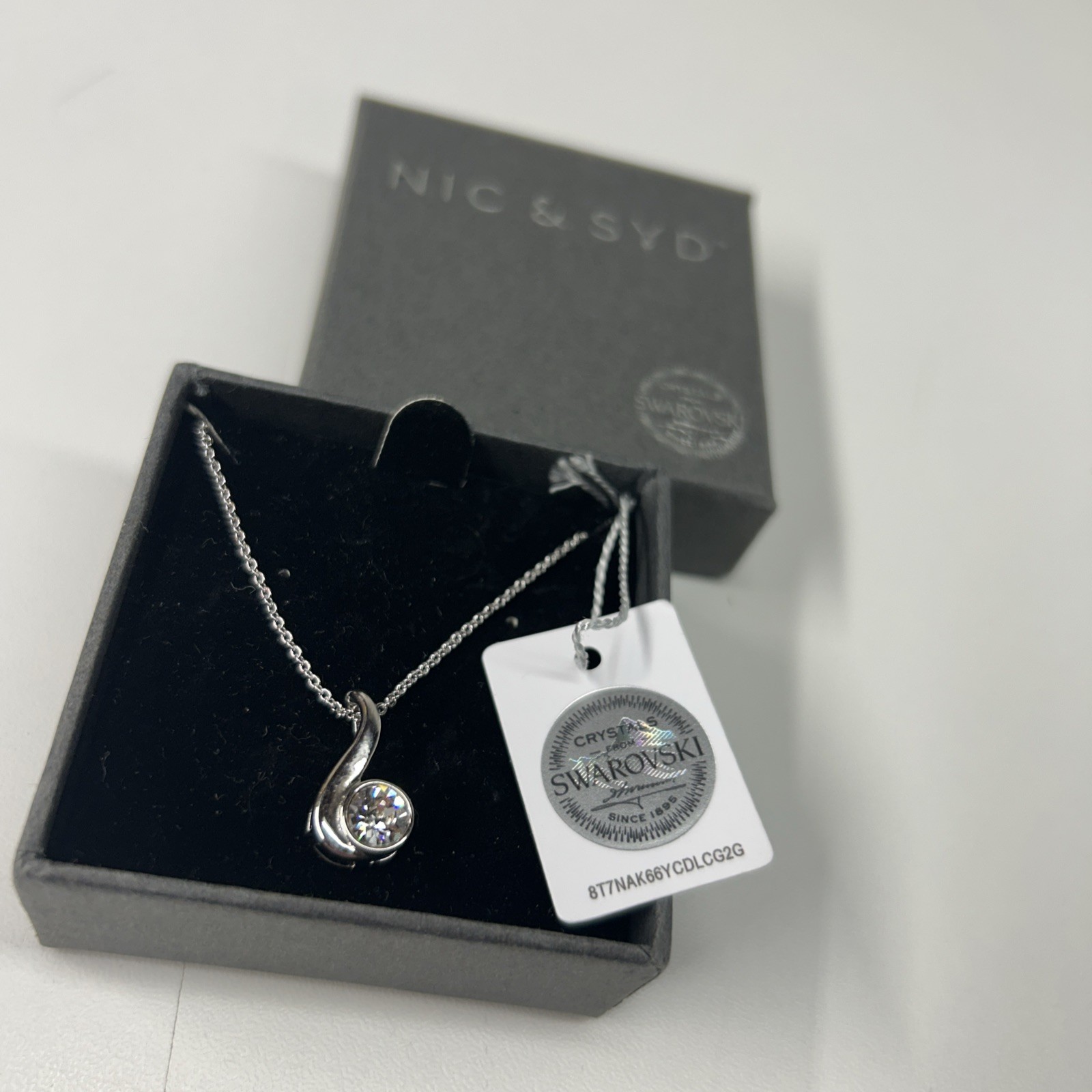 Nic & Syd Swarovski Crystal Harmony Music Note Pendant Necklace Silver Tone Box