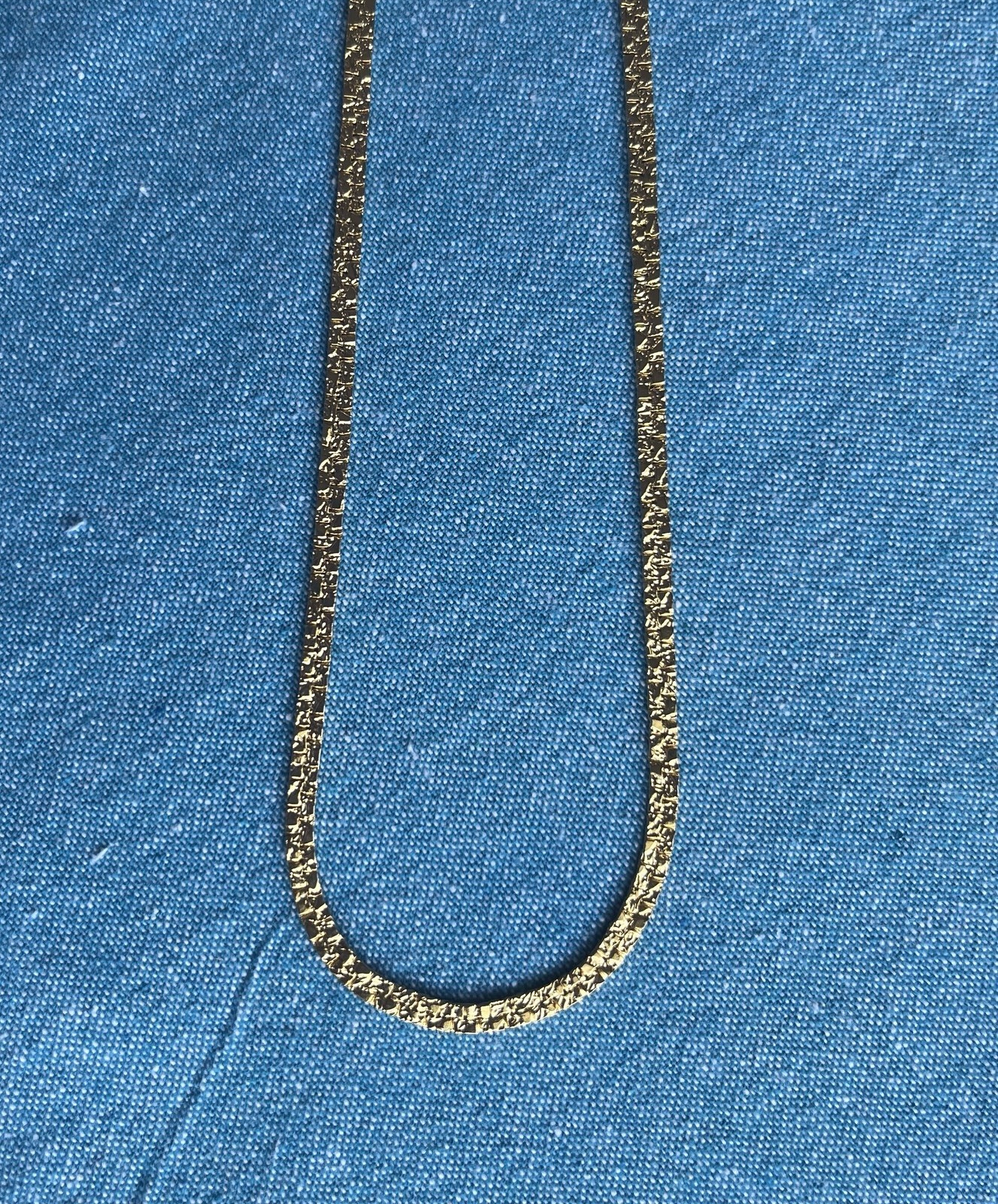 Vintage Gold Tone Nugget Herringbone Reversible Necklace 24”