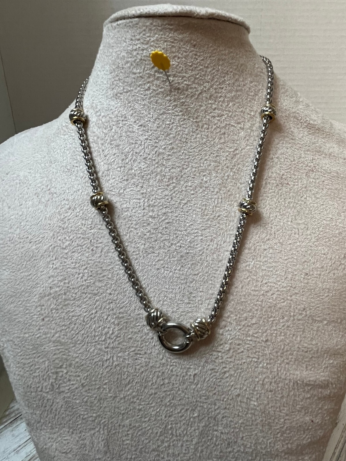 Two-Tone Silver and Gold Tone Necklace with Matching Earrings Set