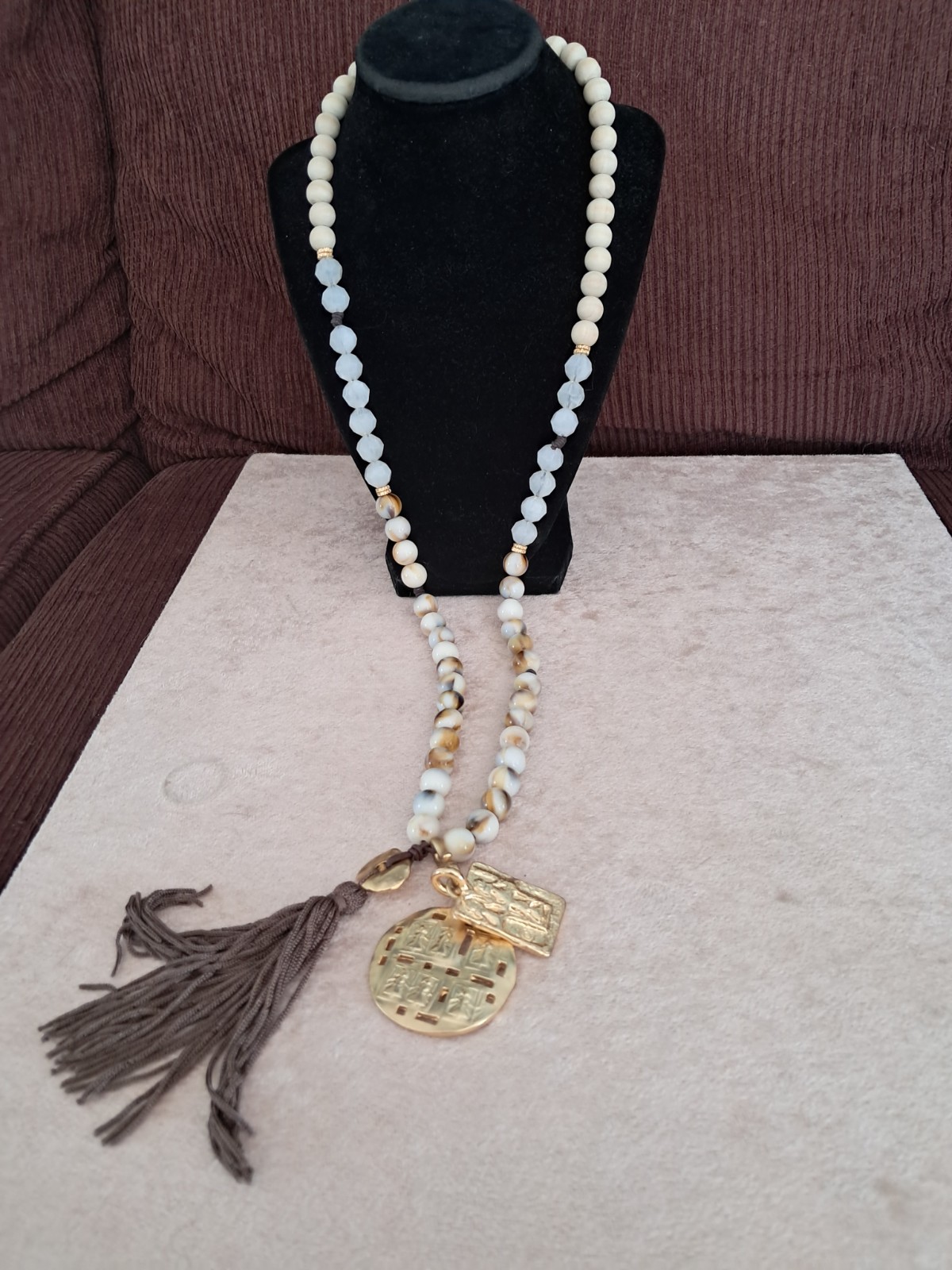 Chico’s Sweater Necklace Ties That Bind 34″ Pendant Tassle