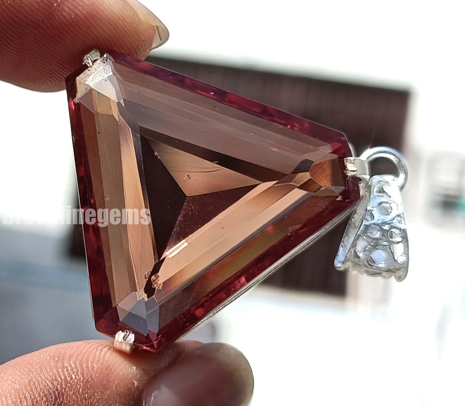 Stunning 45 Ct Color-Change Alexandrite Pendant Fancy Gem 925 Silver Chain 5ASN