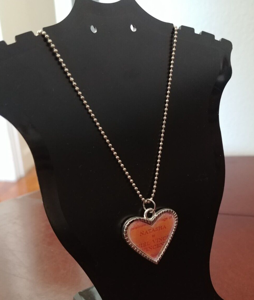 Fashion Tibetan Silver Enamel Pink Heart Beaded Necklace Pendant Women Jewelry