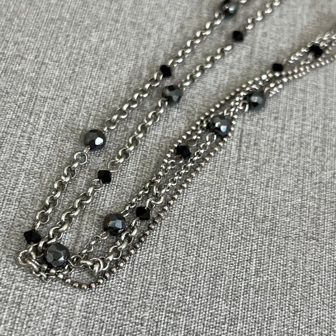 H SILVER 925 Black Onyx Necklace 46 10.2
