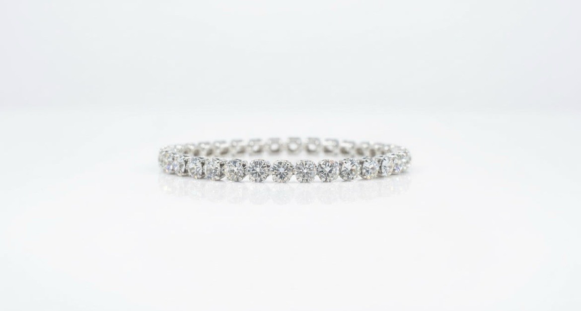 ORENTINI 18K White Gold Plated 7.5in Tripple Tennis Bracelet