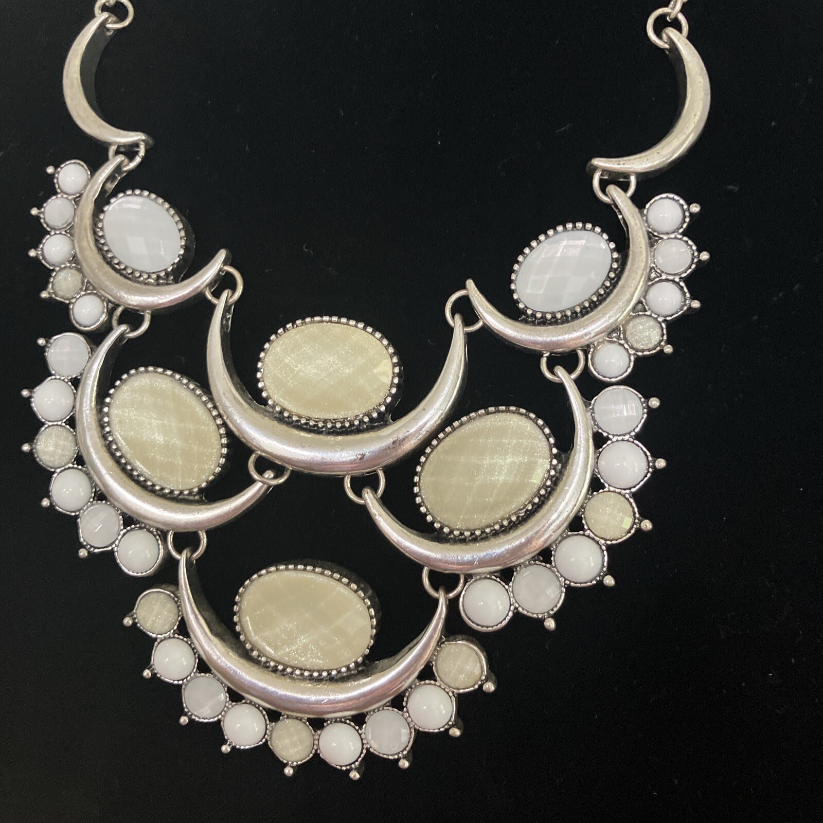 Erica Lyons Necklace Boho Art Deco Silver Tone Moon 18 – 20 Inches Statement