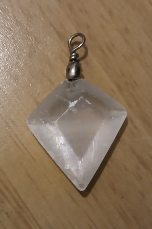 Diamond Shape Pendant Necklace White Opaque Crystal