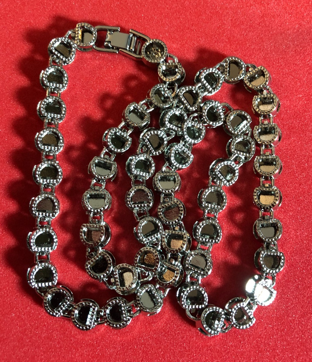 Silver Crystal Rhinestone Tennis Chain Necklace Iced Out Bling Unisex 20″ 8210