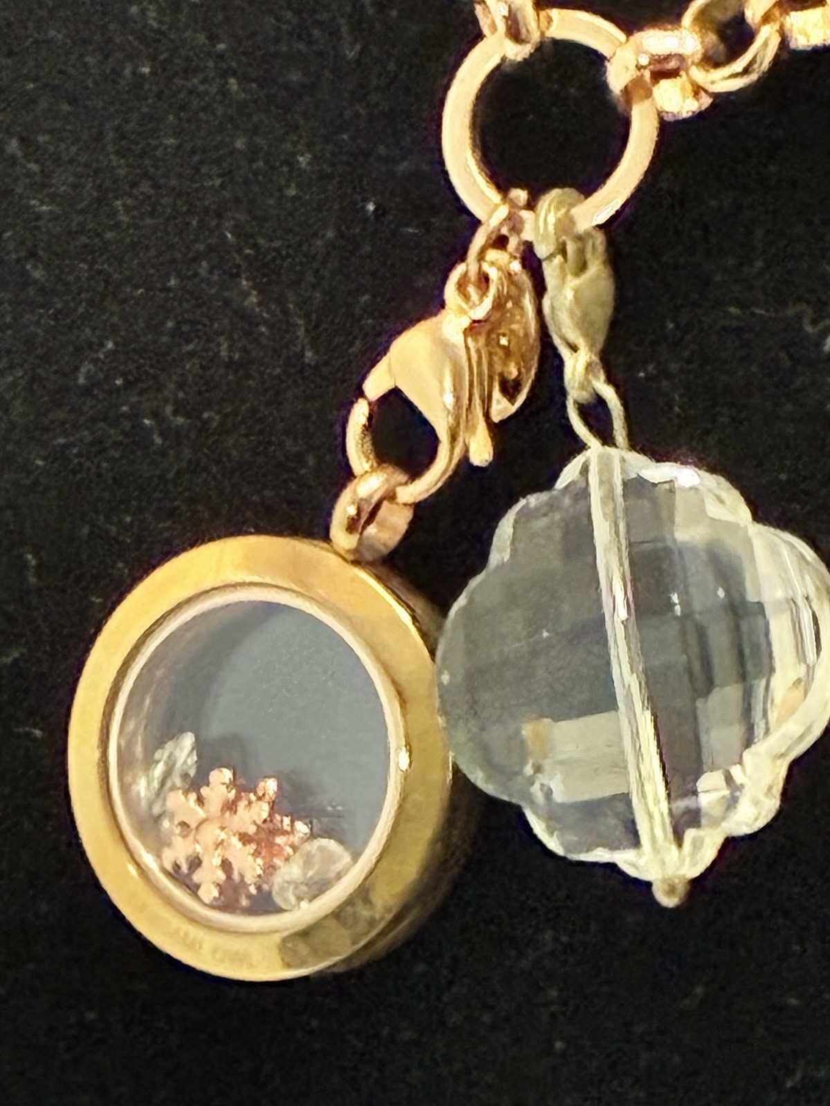 Origami Owl Rose Gold Convertible Living Locket Necklace Winter Snowflake Set