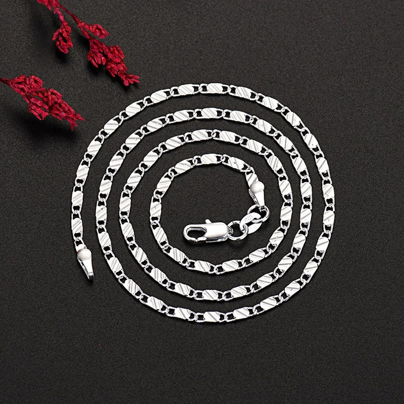 40-75CM 925 Sterling Silver 2mm Charm Chain Necklace Women Man Fashion Jewelry