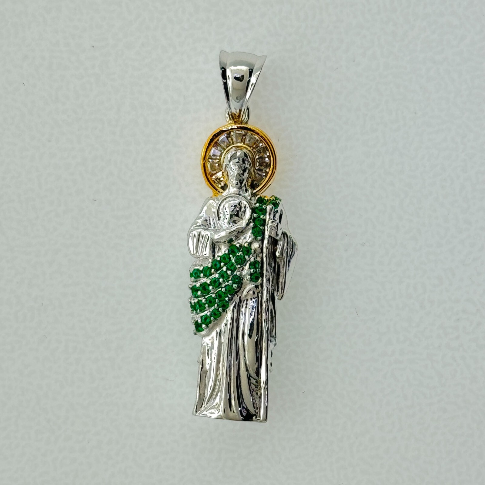 Silver 925 CZ Saint Jude Pendant Rhodium finish for last longer