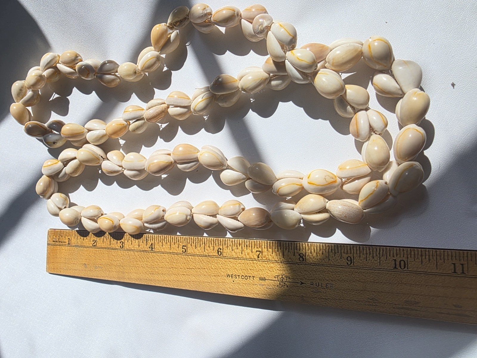 Vintage Hawaiian Lei Cowrie Shell Cluster Necklace Tropical Statement 46″