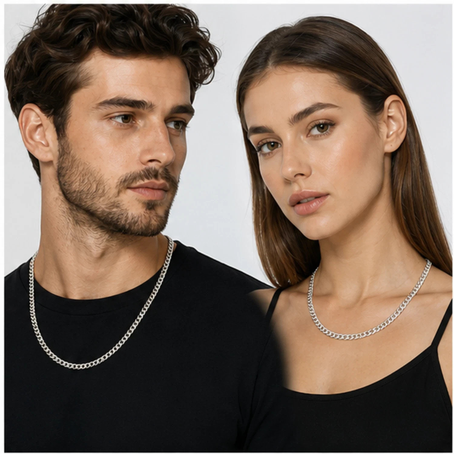 Solid 925 Sterling Silver Plated Chain Necklace Men Women Wedding Engagement Gif