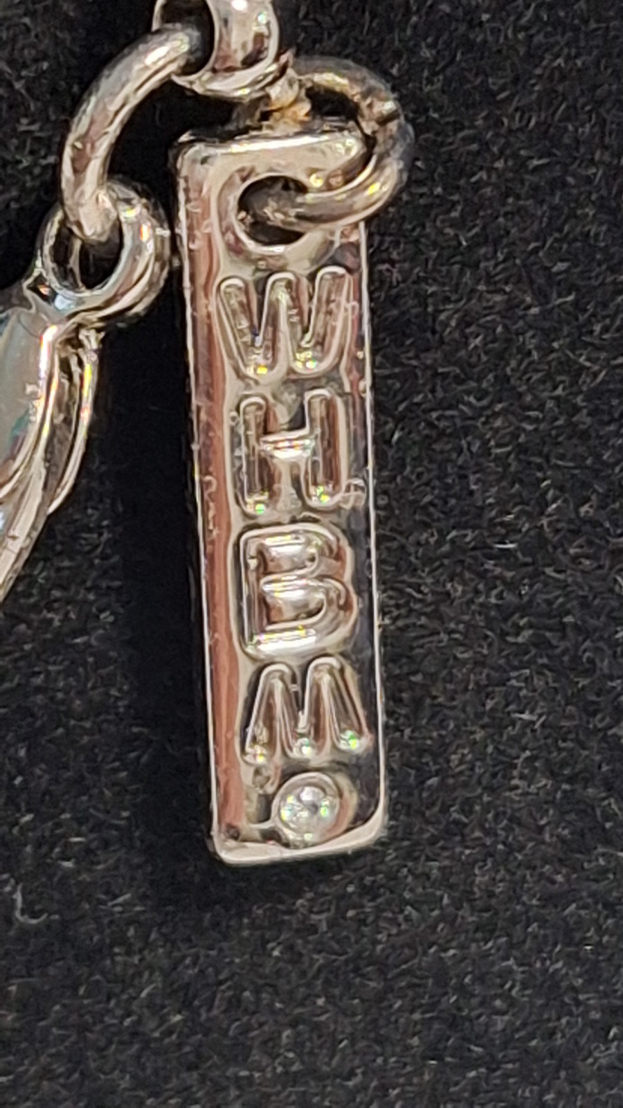 White House Black Market Silver Tone Round Charm Pendant Necklace Cable Signed