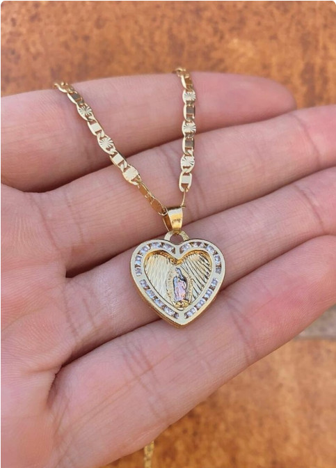 14K Gold Filled Necklace Virgem de Guadalupe Pendant Youth Adults Cadena Jovenes