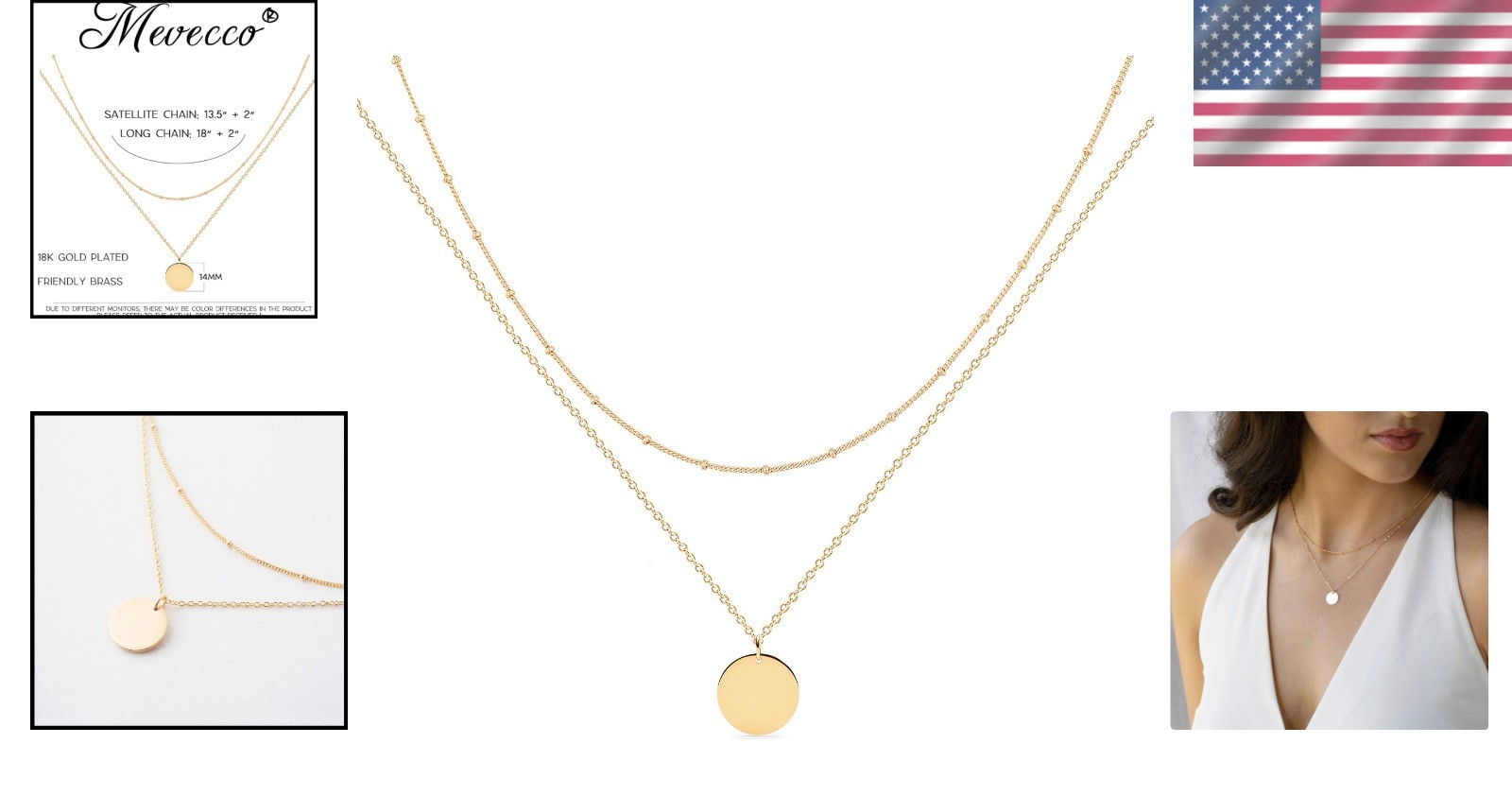 Layering Long Necklace with Heart Pendant – 18k Gold Plated & Adjustable Fit