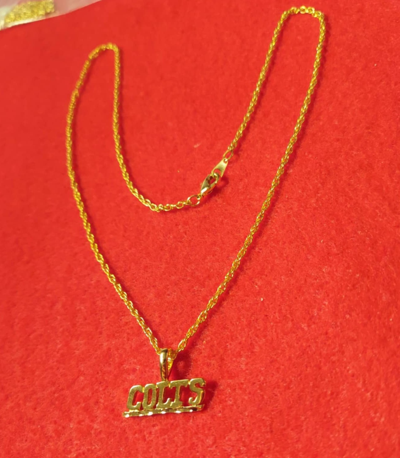 INDIANAPOLIS COLTS SPORTS TEAM 14KT GOLD PLATED CHARM WITH 24″ ROPE CHAIN