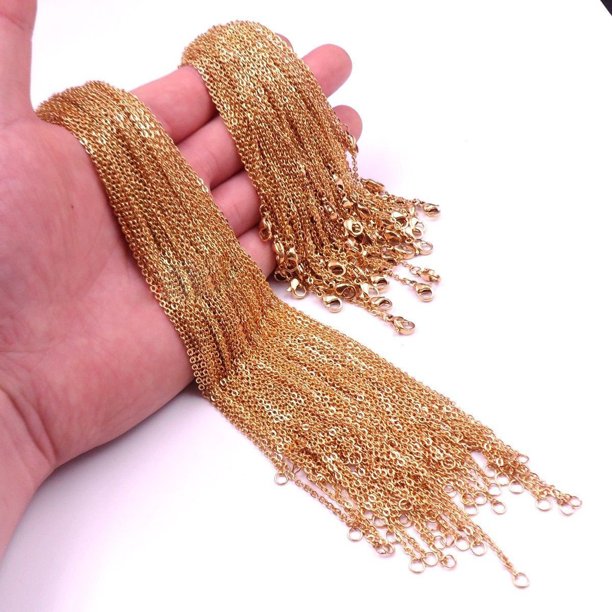 Silver/Gold Wholesale In Bulk Lots Stainless Steel Rolo Oval Link Chain Necklace
