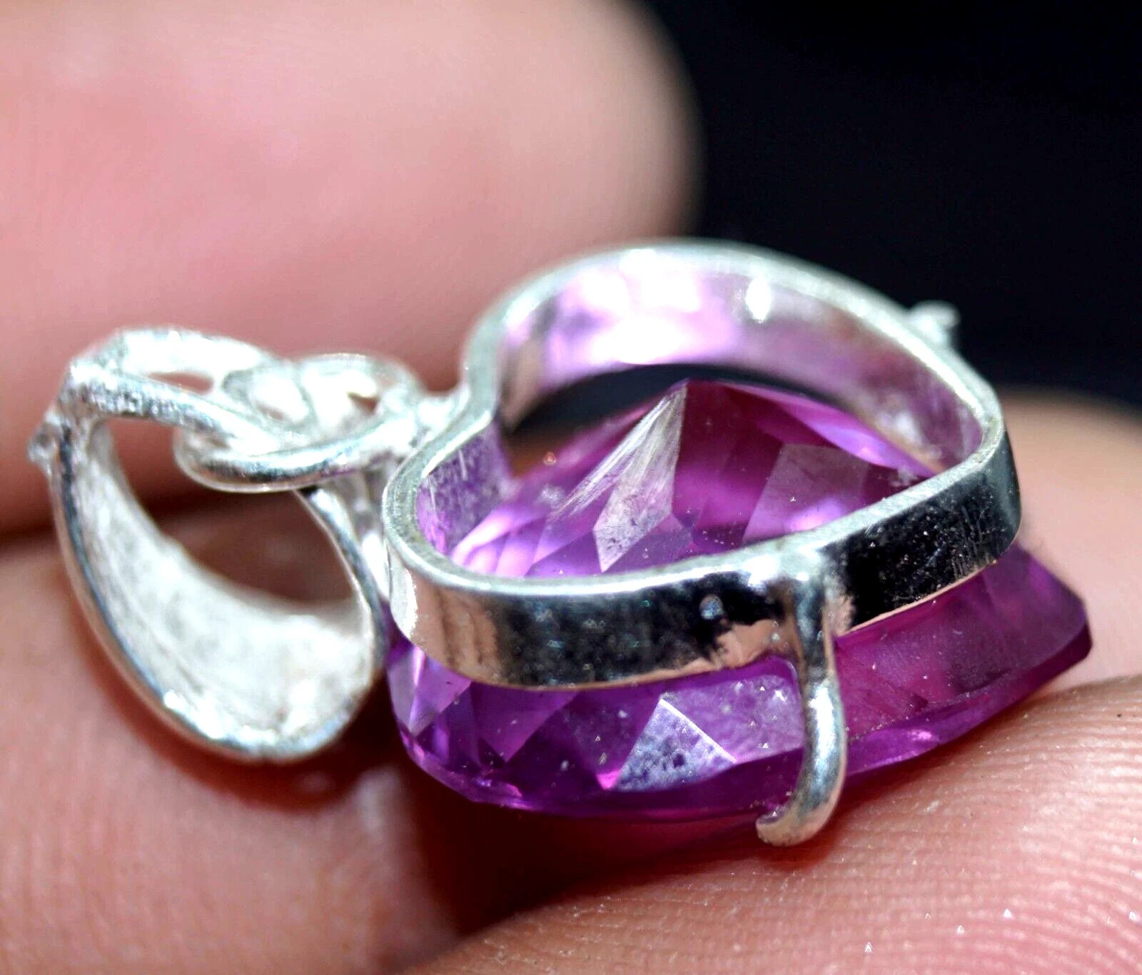32 Ct Color Change Heart Cut Alexandrite Certified Gemstone Pendant 925 Silver